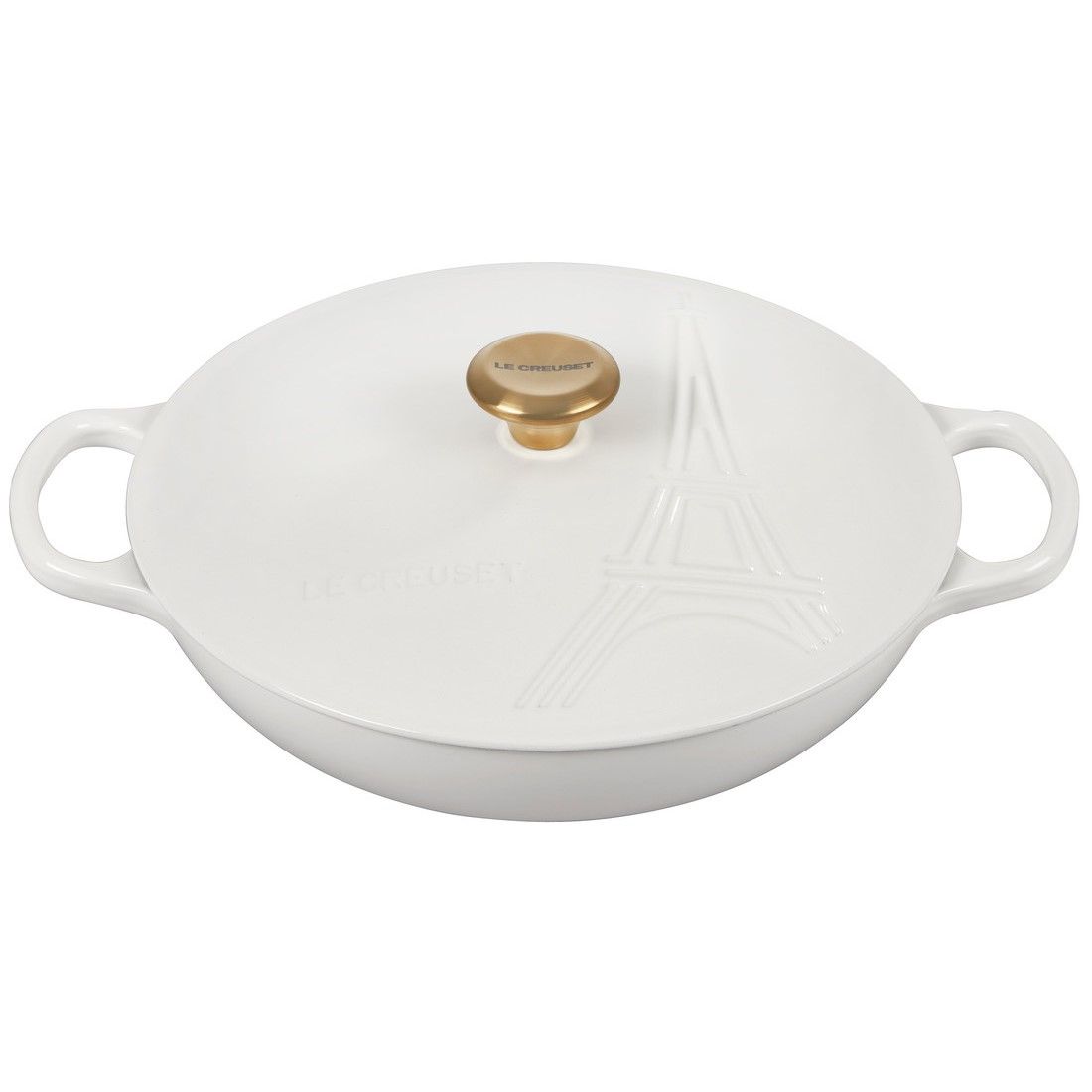 Le Creuset 3.5Qt Signature Braiser Eiffel Tower Collection | White