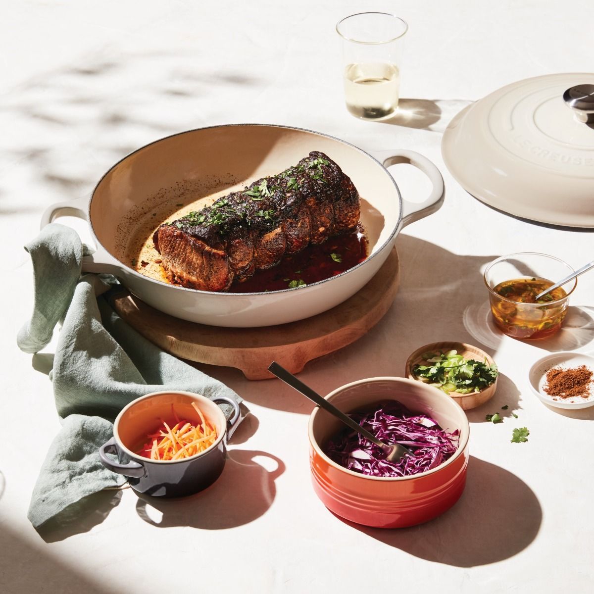 Le Creuset 3.5 Qt. Signature Enameled Cast Iron Braiser With Stainless Steel Knob | Meringue White