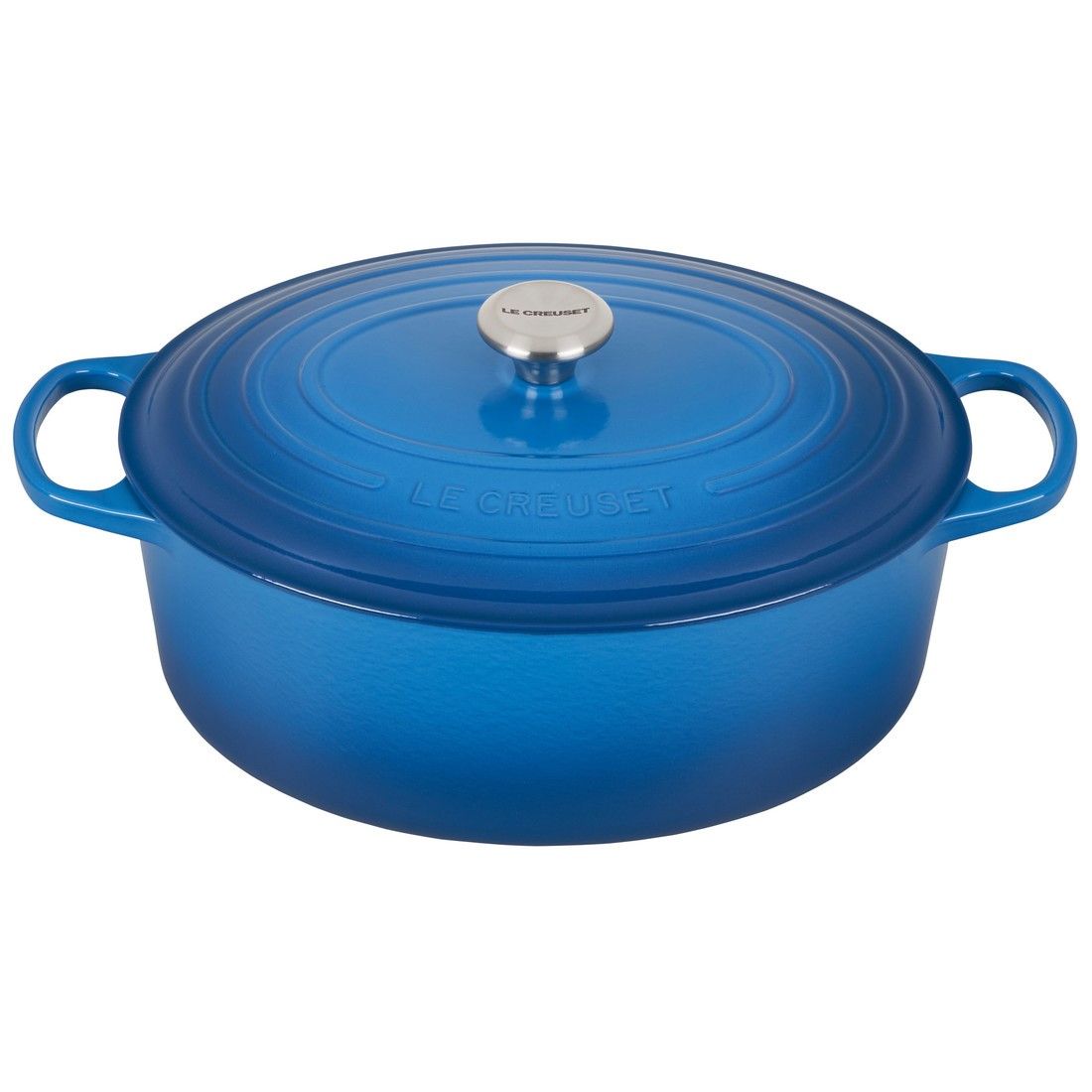  Le Creuset 9.5 Qt. Oval Signature Dutch Oven With Stainless Steel Knob | Marseille Blue