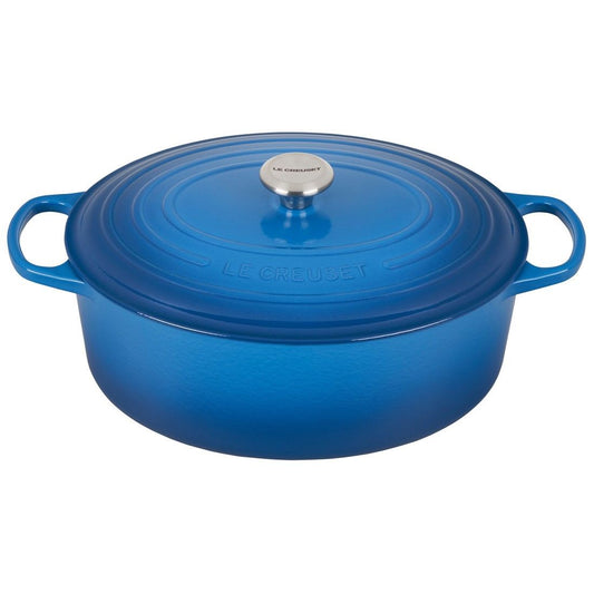  Le Creuset 9.5 Qt. Oval Signature Dutch Oven With Stainless Steel Knob | Marseille Blue