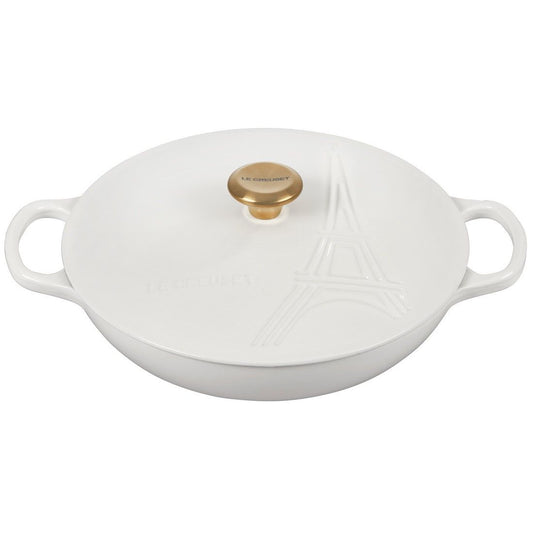  Le Creuset 3.5Qt Signature Braiser Eiffel Tower Collection | White