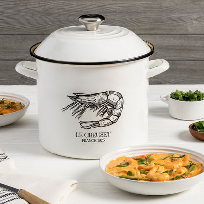  Le Creuset 10 Qt. Enamel On Steel Shrimp Stockpot With Lid | White