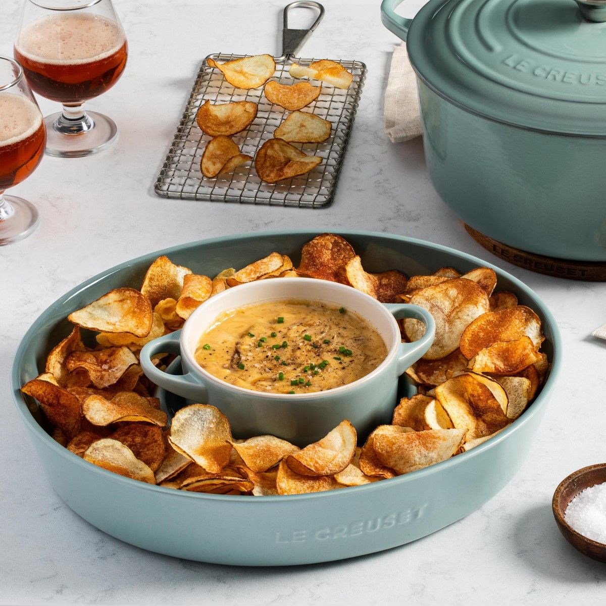  Le Creuset 13" Chip And Dip Platter | Sea Salt