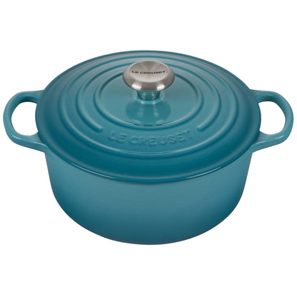  Le Creuset 4.5 Qt. Round Signature Dutch Oven With Stainless Steel Knob | Caribbean Blue