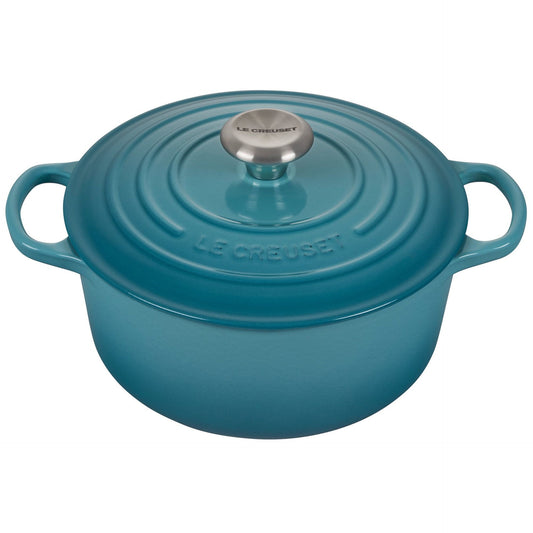  Le Creuset 4.5 Qt. Round Signature Dutch Oven With Stainless Steel Knob | Caribbean Blue
