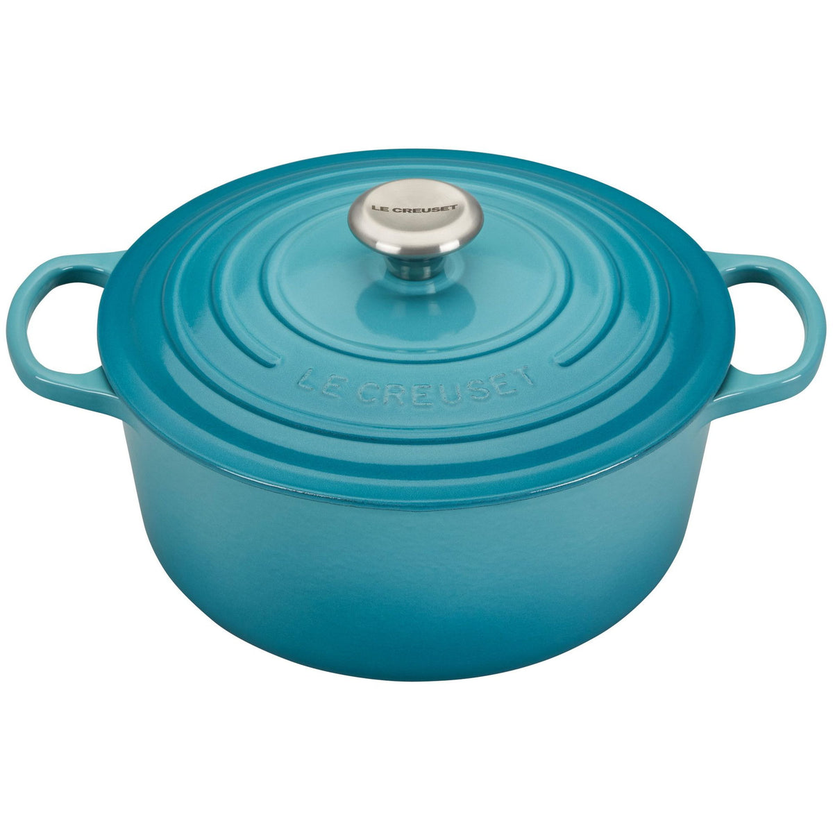  Le Creuset 5.5 Qt. Round Signature Cast Iron Dutch Oven With Stainless Steel Knob | Caribbean Blue