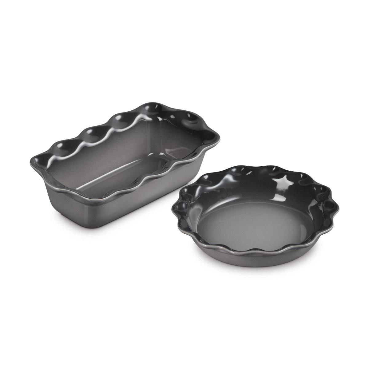  Le Creuset Heritage 2-Piece Fluted Pie Dish & Fluted Loaf Pan Set | Oyster
