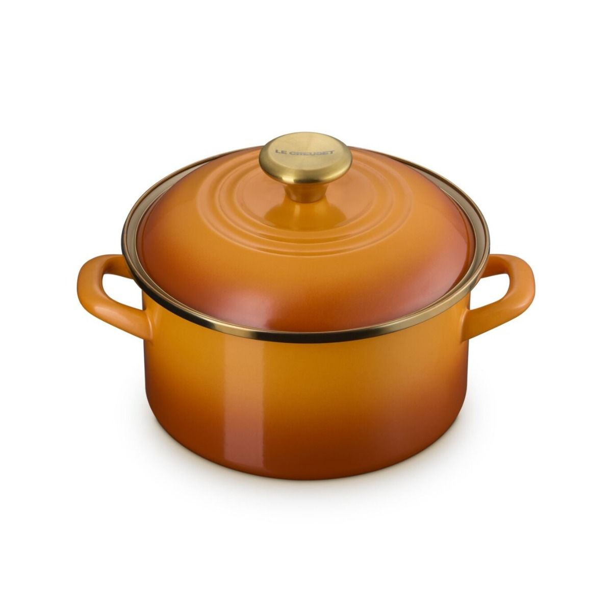  Le Creuset 3.8 Qt. Petite Enamel On Steel Stockpot | Persimmon With Gold Knob