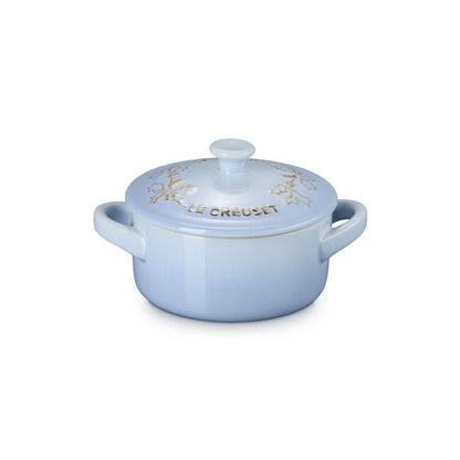  Le Creuset Holly Collection 8oz Mini Cocotte With Gold Detail | Coastal Blue
