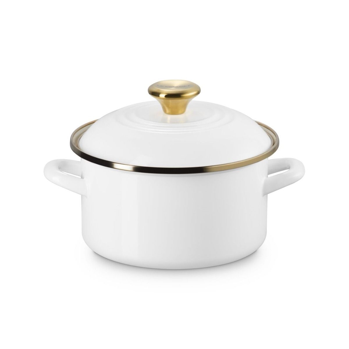  Le Creuset 3.8 Qt. Petite Enamel On Steel Stockpot | White With Gold Knob
