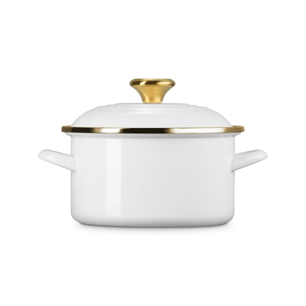  Le Creuset 3.8 Qt. Petite Enamel On Steel Stockpot | White With Gold Knob