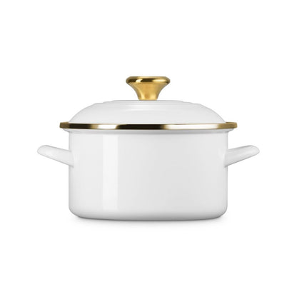  Le Creuset 3.8 Qt. Petite Enamel On Steel Stockpot | White With Gold Knob