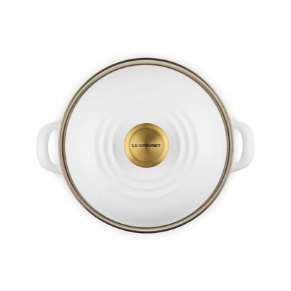  Le Creuset 3.8 Qt. Petite Enamel On Steel Stockpot | White With Gold Knob
