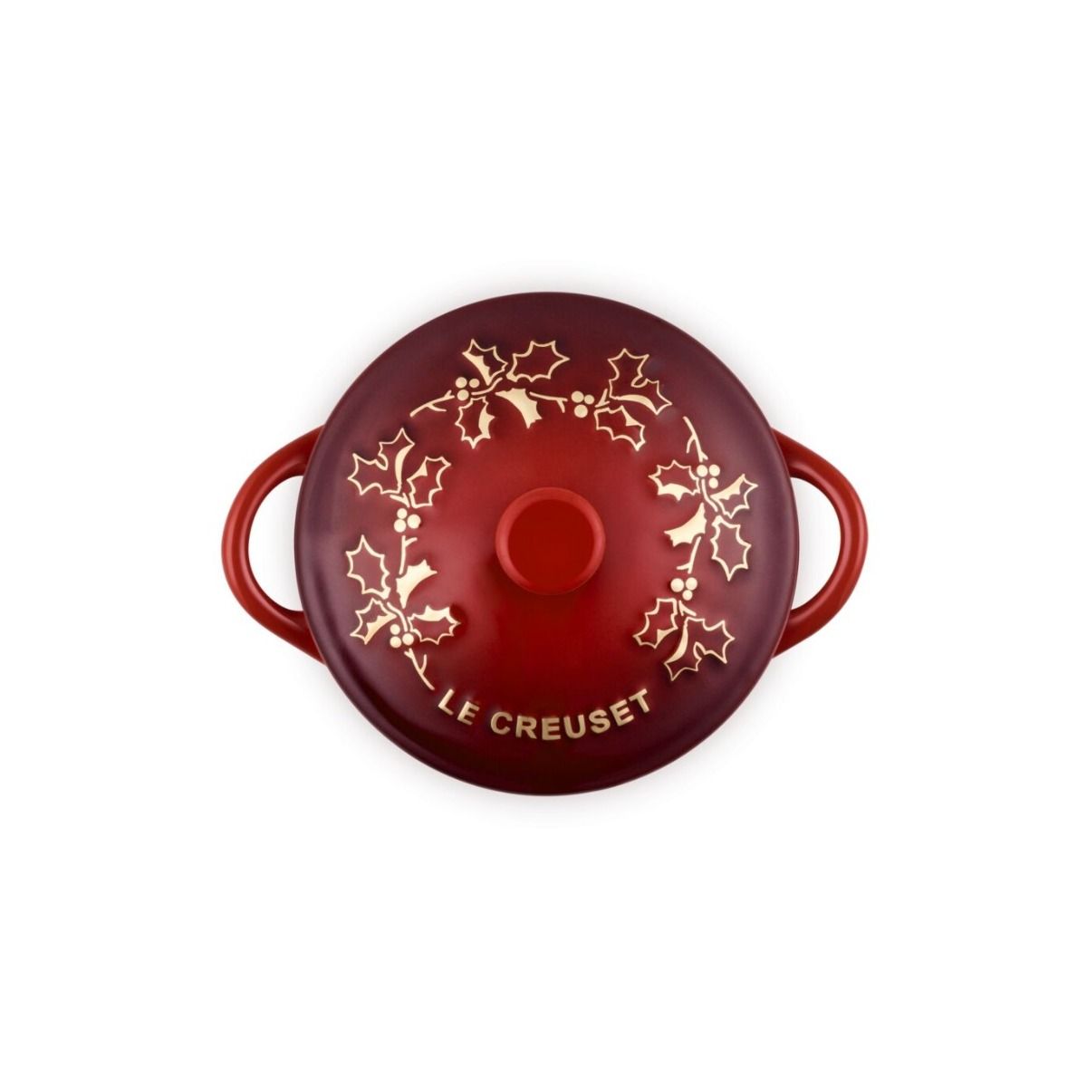  Le Creuset Holly Collection 8oz Mini Cocotte With Gold Detail | Cerise