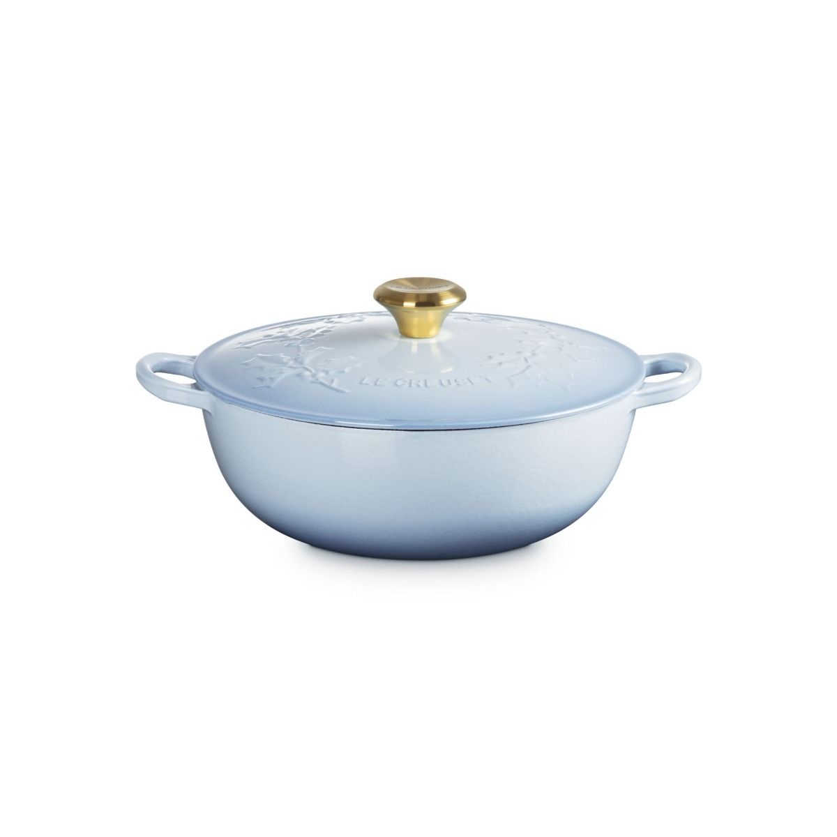  Le Creuset Holly Traditional 4.5 Qt. Round Soup Pot With Gold Knob | Coastal Blue