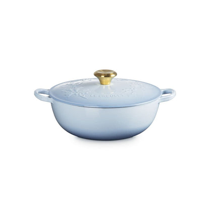  Le Creuset Holly Traditional 4.5 Qt. Round Soup Pot With Gold Knob | Coastal Blue