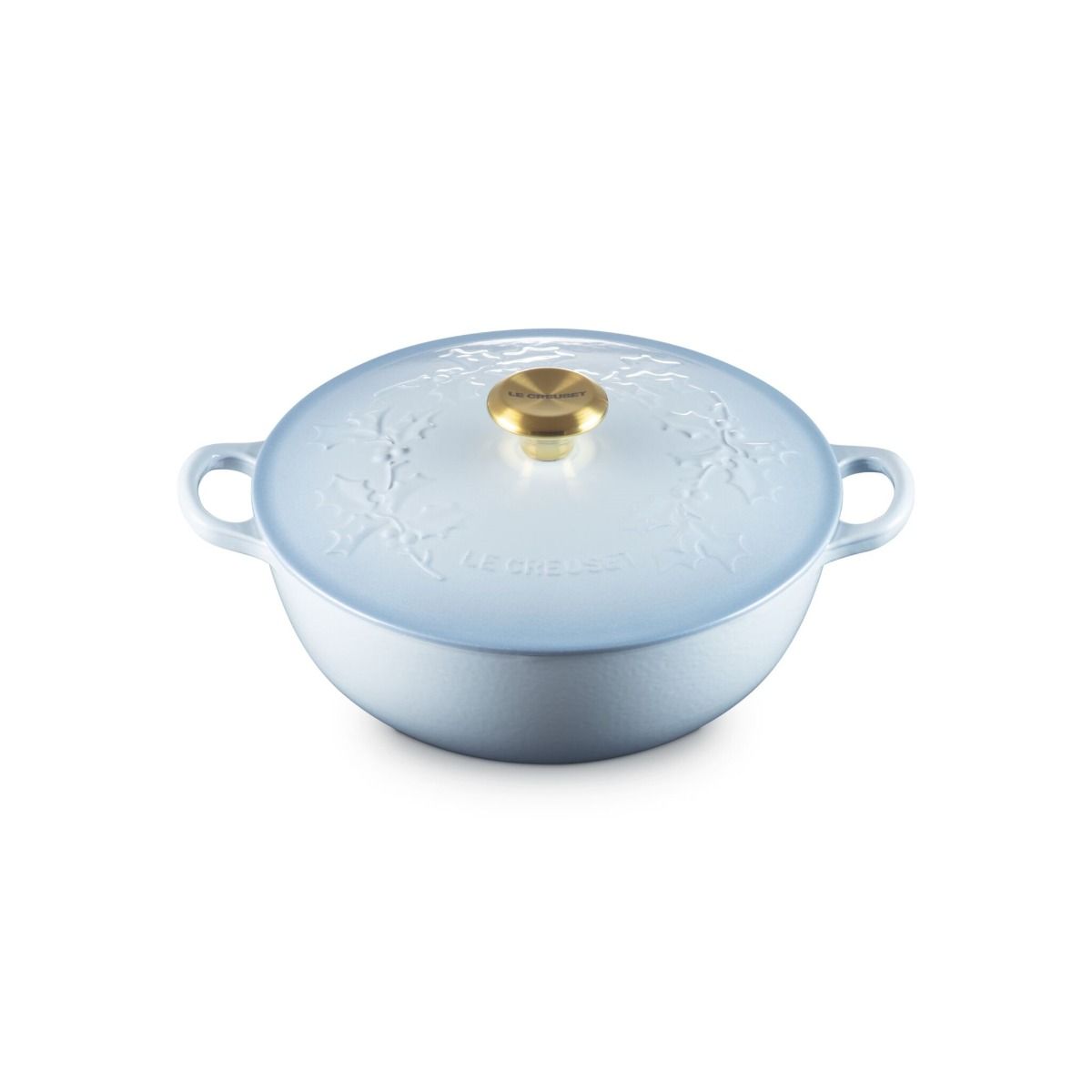  Le Creuset Holly Traditional 4.5 Qt. Round Soup Pot With Gold Knob | Coastal Blue