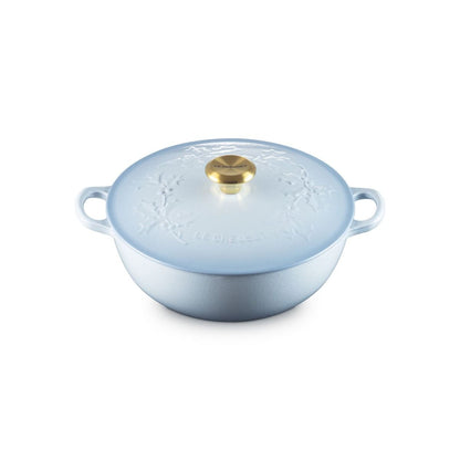  Le Creuset Holly Traditional 4.5 Qt. Round Soup Pot With Gold Knob | Coastal Blue