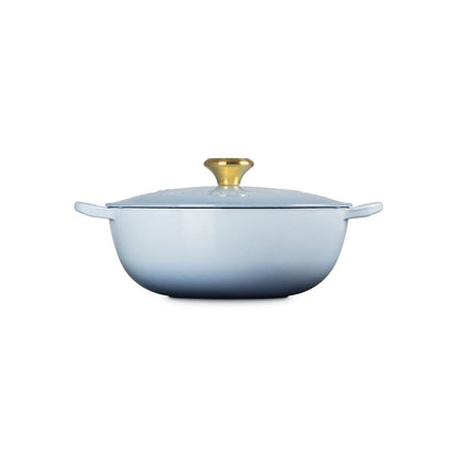  Le Creuset Holly Traditional 4.5 Qt. Round Soup Pot With Gold Knob | Coastal Blue