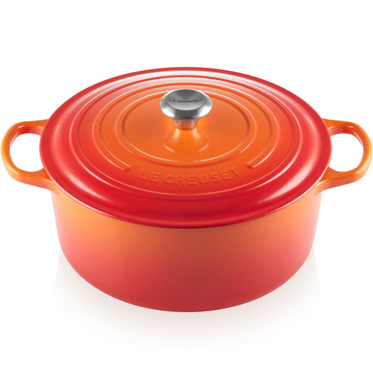  Le Creuset 9 Qt. Round Signature Dutch Oven With Stainless Steel Knob | Flame Orange