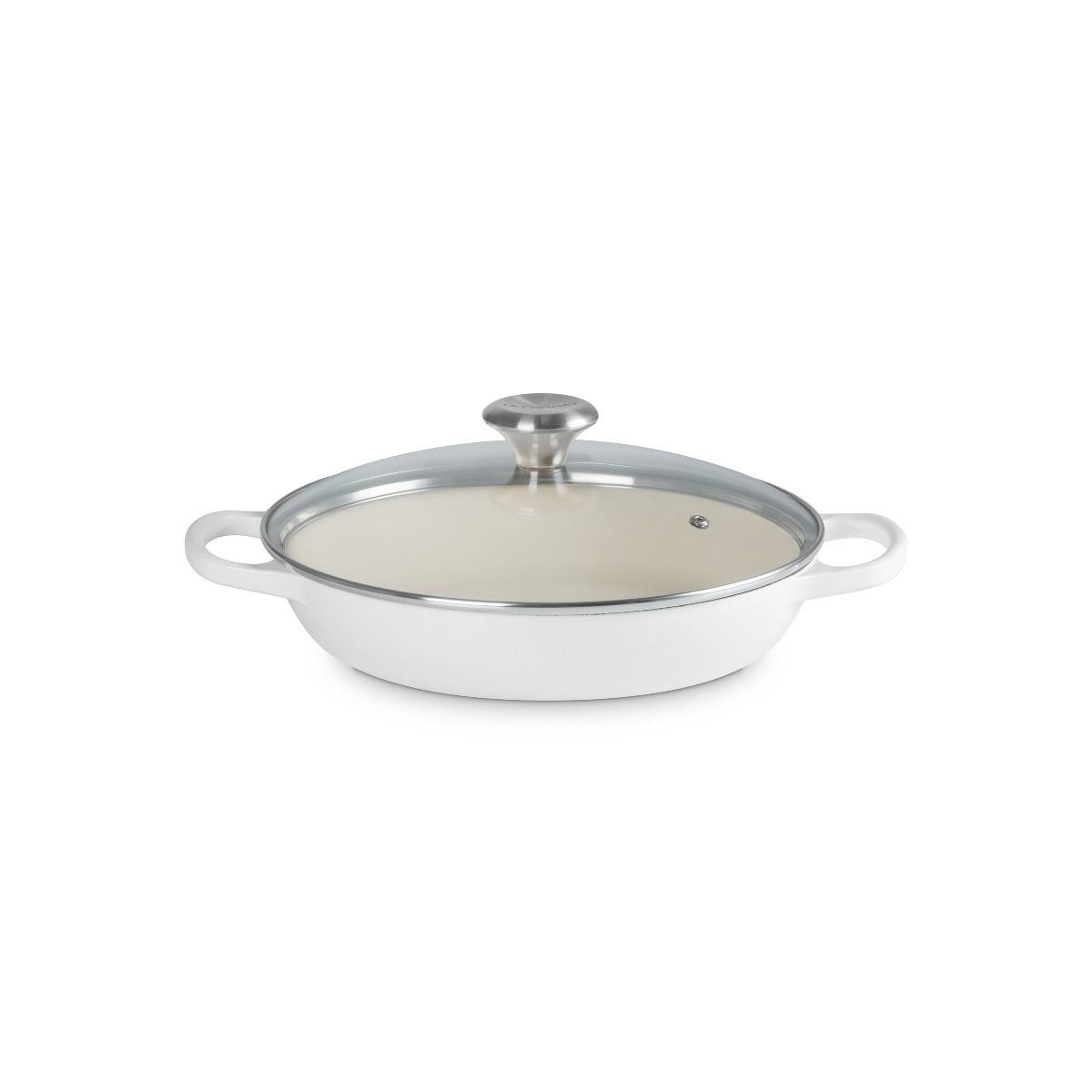  Le Creuset Signature 2.25 Qt. Round Braiser With Glass Lid | White
