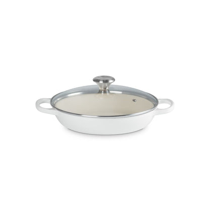  Le Creuset Signature 2.25 Qt. Round Braiser With Glass Lid | White