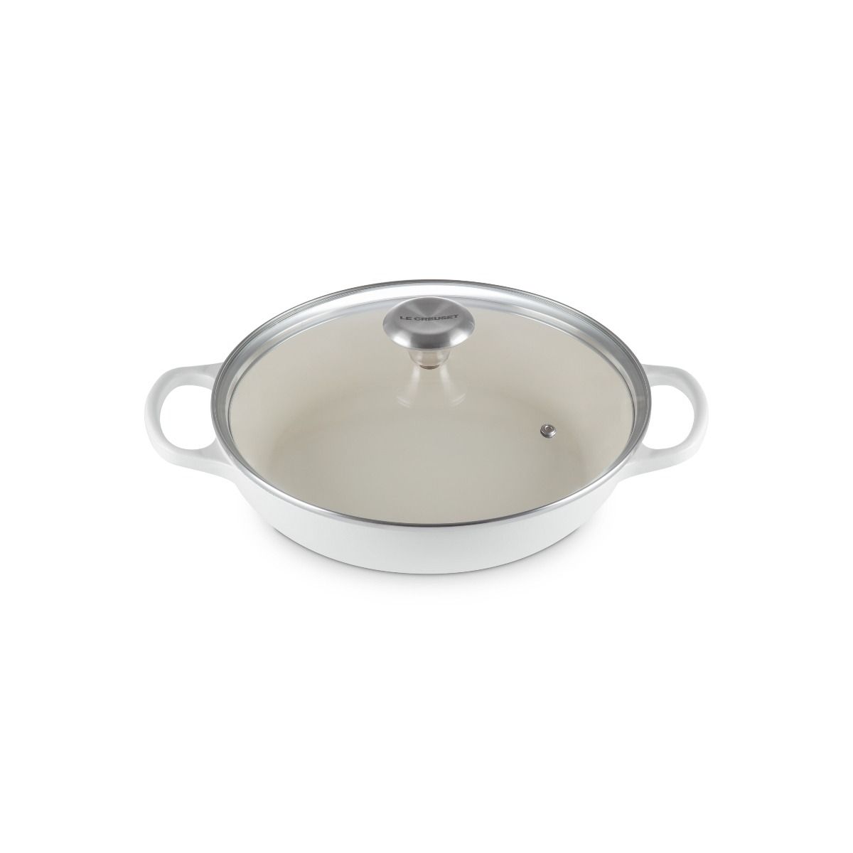  Le Creuset Signature 2.25 Qt. Round Braiser With Glass Lid | White