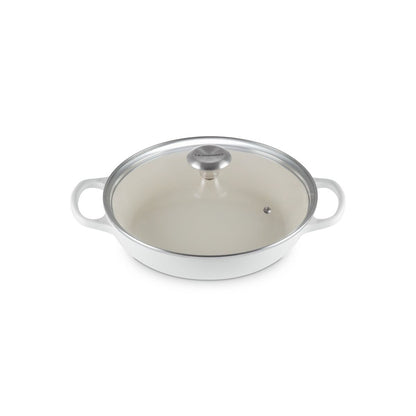  Le Creuset Signature 2.25 Qt. Round Braiser With Glass Lid | White