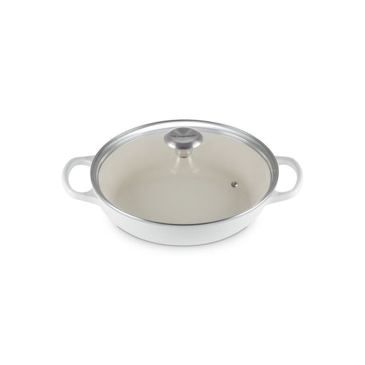  Le Creuset Signature 2.25 Qt. Round Braiser With Glass Lid | White