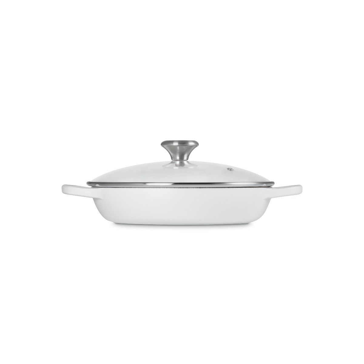  Le Creuset Signature 2.25 Qt. Round Braiser With Glass Lid | White