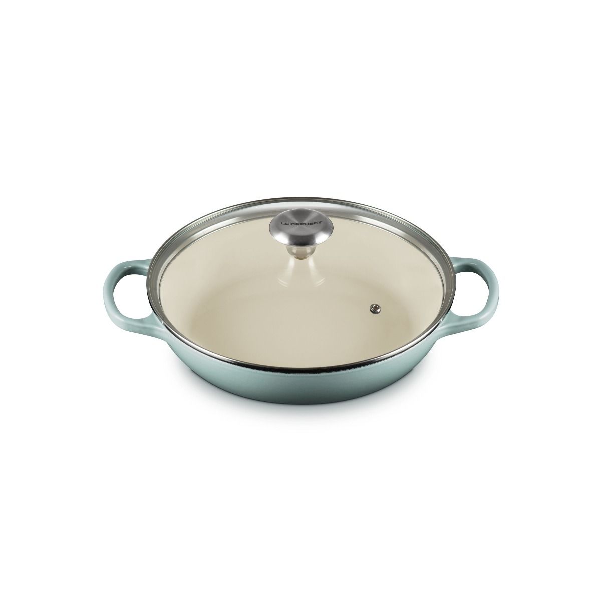  Le Creuset Signature 2.25 Qt. Round Braiser With Glass Lid | Sea Salt