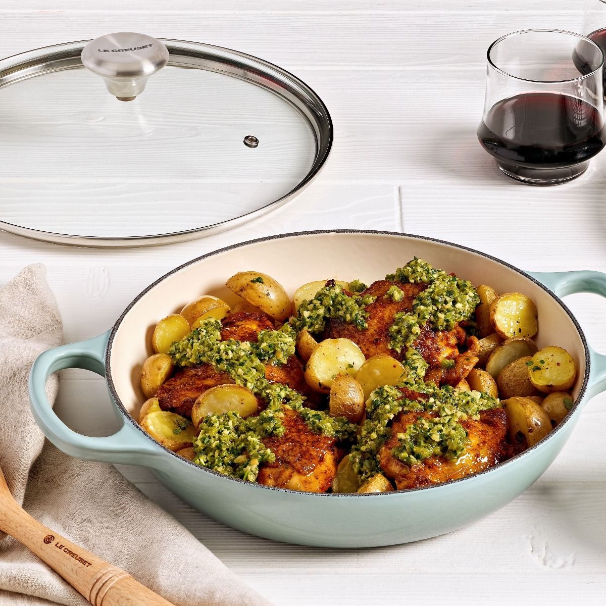  Le Creuset Signature 2.25 Qt. Round Braiser With Glass Lid | Sea Salt