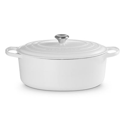 Le Creuset 9.5 Qt. Oval Signature Dutch Oven With Stainless Steel Knob | White