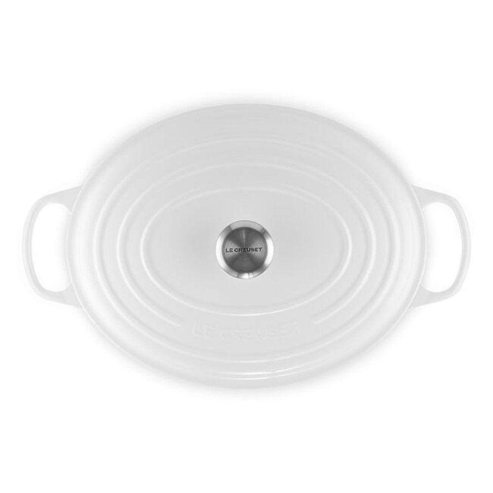  Le Creuset 9.5 Qt. Oval Signature Dutch Oven With Stainless Steel Knob | White