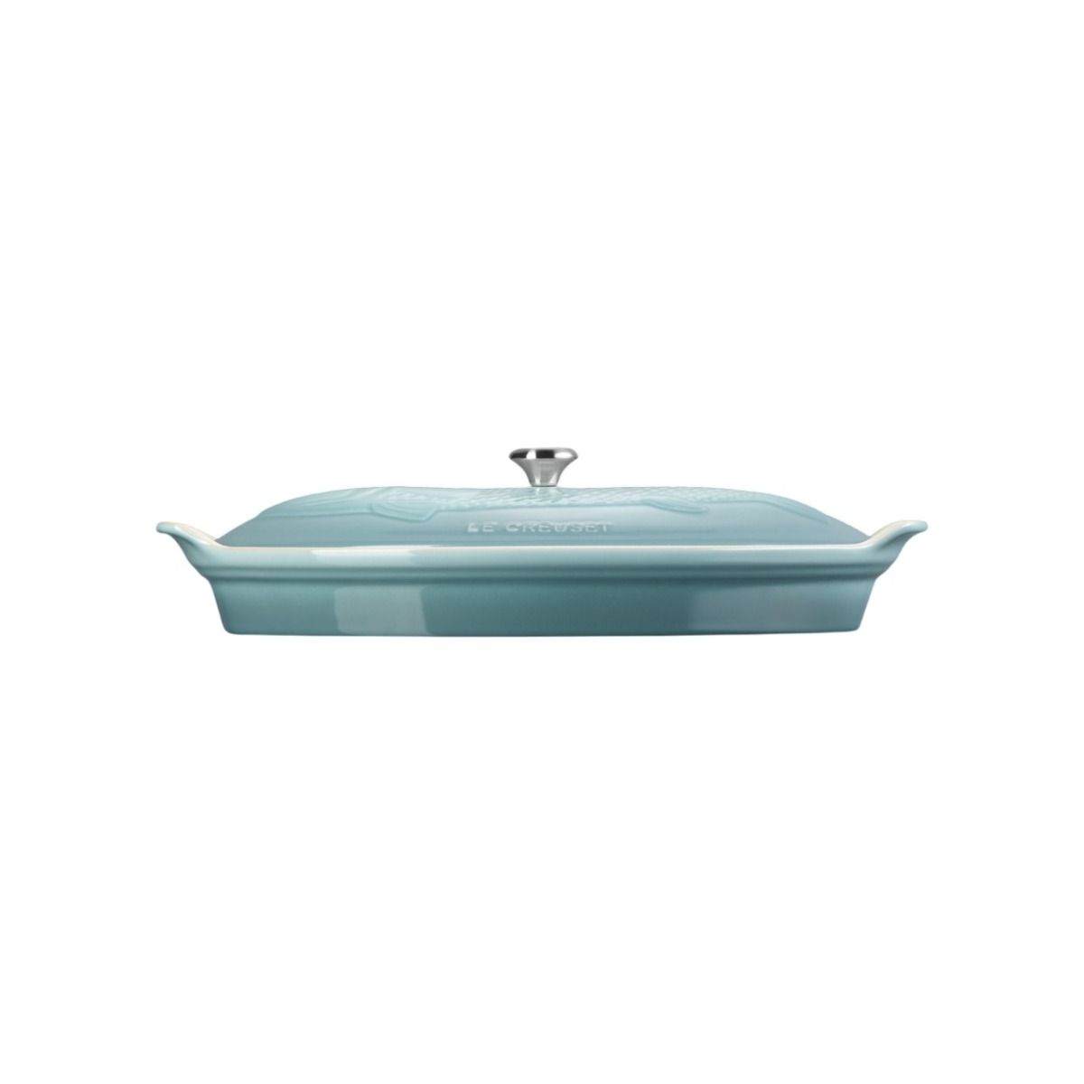  Le Creuset Heritage 1.7 Qt. Fish Baker With Stainless Steel Knob | Sea Salt