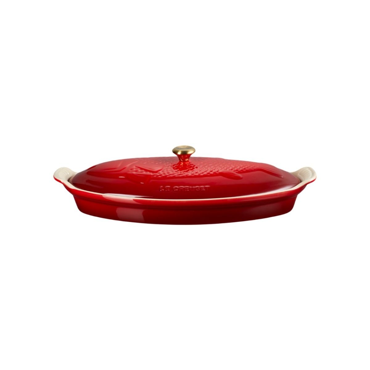  Le Creuset Heritage 1.7 Qt. Fish Baker With Gold Knob | Cerise