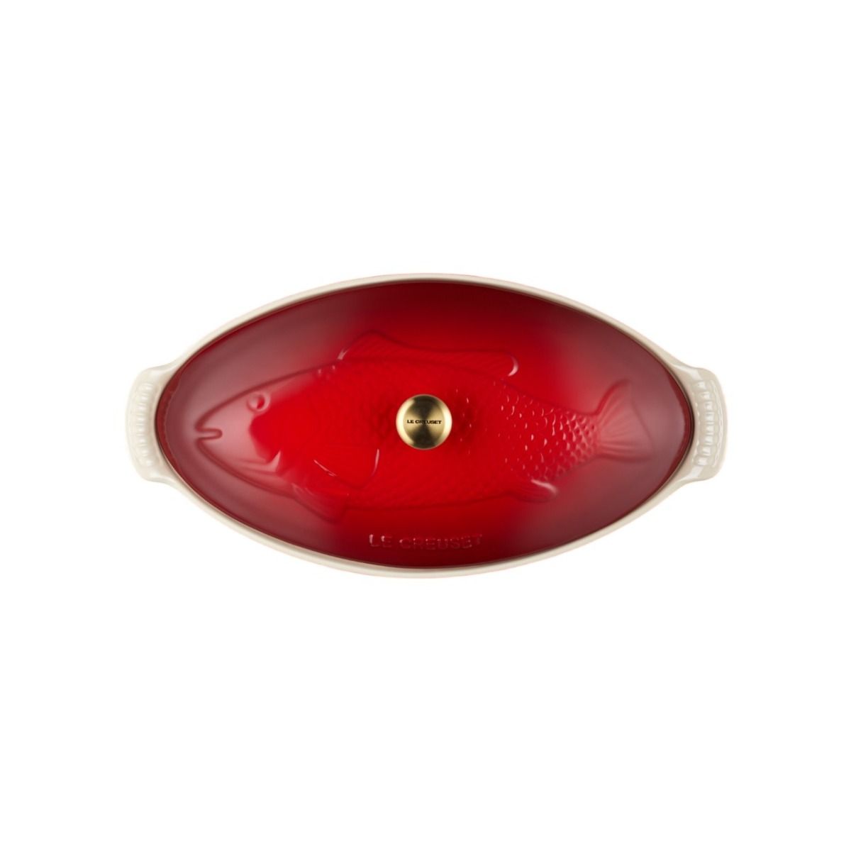  Le Creuset Heritage 1.7 Qt. Fish Baker With Gold Knob | Cerise