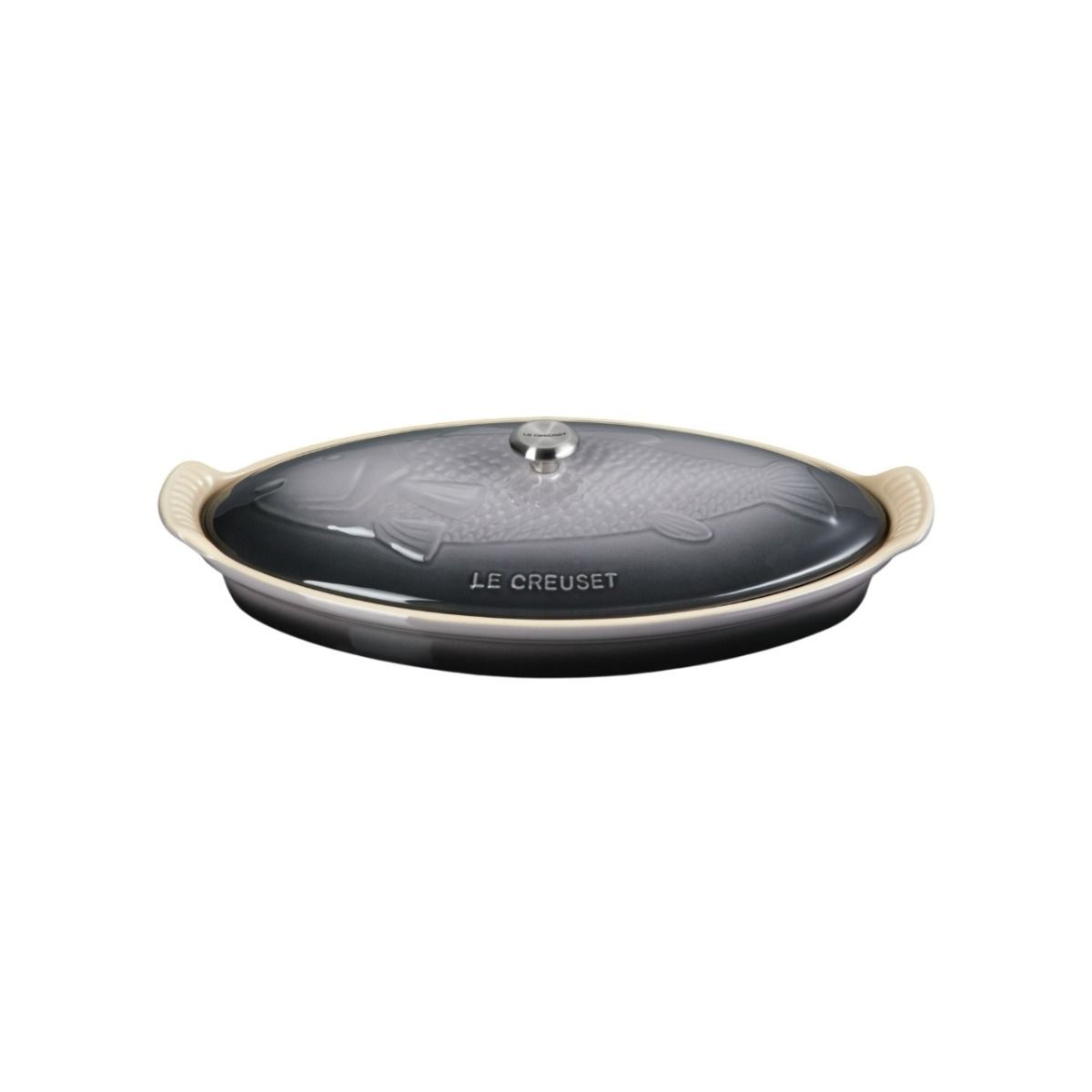  Le Creuset Heritage 1.7 Qt. Fish Baker With Stainless Steel Knob | Oyster