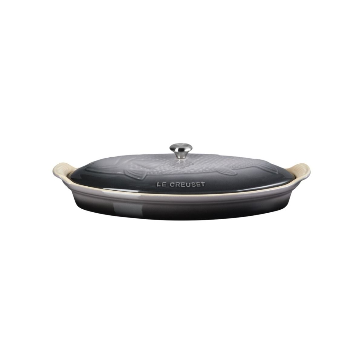  Le Creuset Heritage 1.7 Qt. Fish Baker With Stainless Steel Knob | Oyster