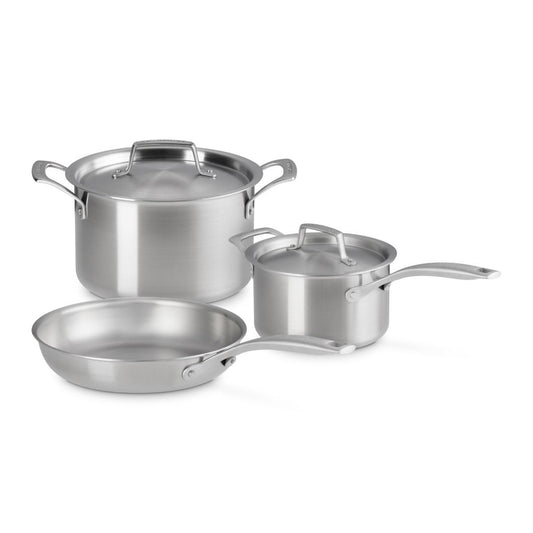  Le Creuset Essential Stainless Steel 5-Piece Cookware Set