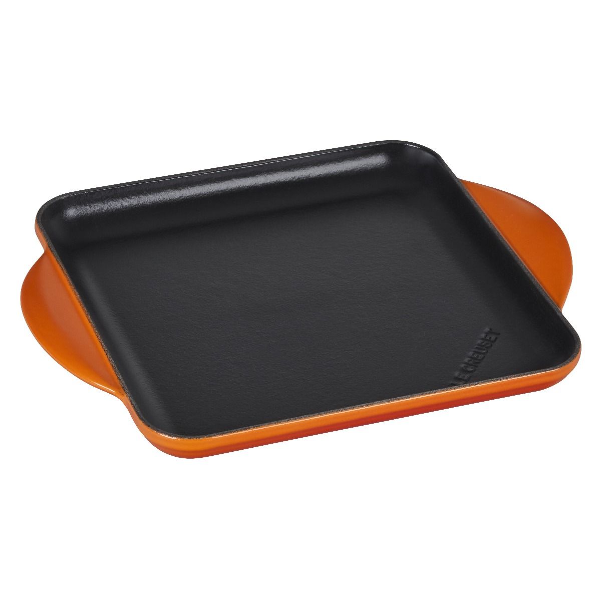  Le Creuset 9.5" Square Signature Enameled Cast Iron Griddle Pan | Flame Orange