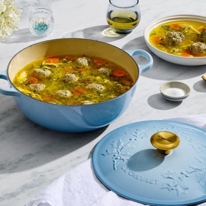  Le Creuset Holly Traditional 4.5 Qt. Round Soup Pot With Gold Knob | Coastal Blue