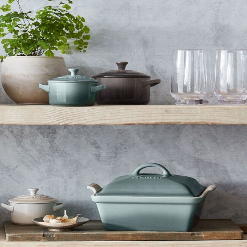  Le Creuset 2.5 Qt. Square Heritage Covered Casserole | Sea Salt