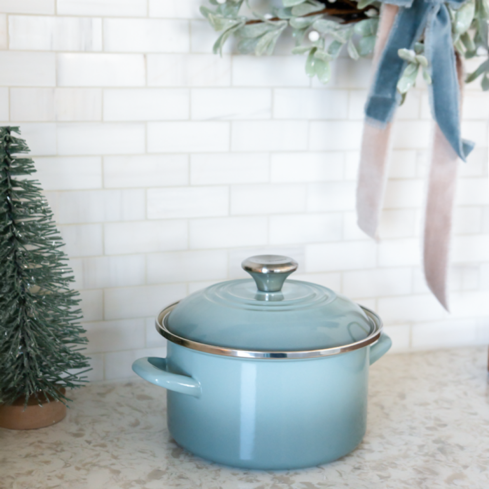  Le Creuset 3.8 Qt. Petite Enamel On Steel Stockpot | Sea Salt