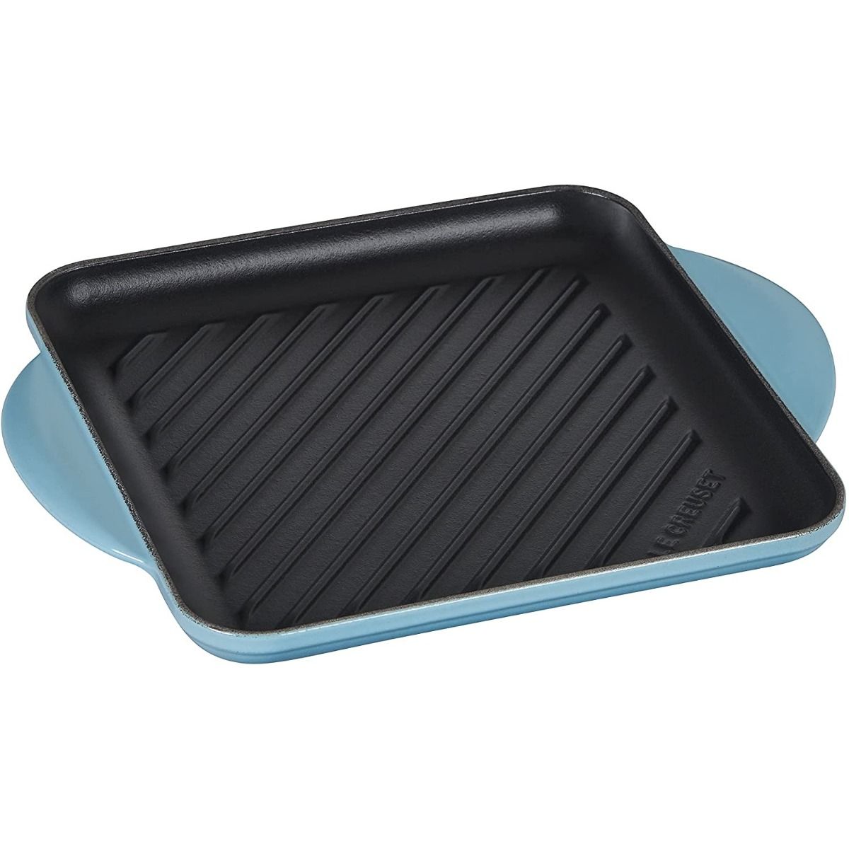  Le Creuset 9.5" Square Signature Enameled Cast Iron Grill Pan | Caribbean Blue