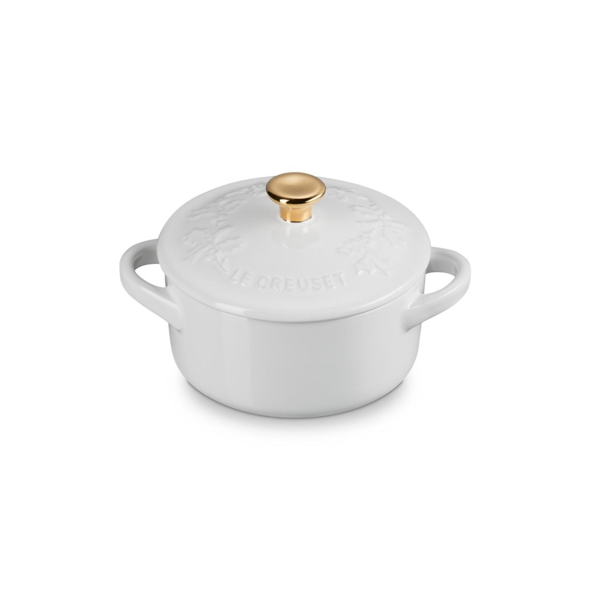  Le Creuset Holly Collection 8oz Mini Cocotte | White