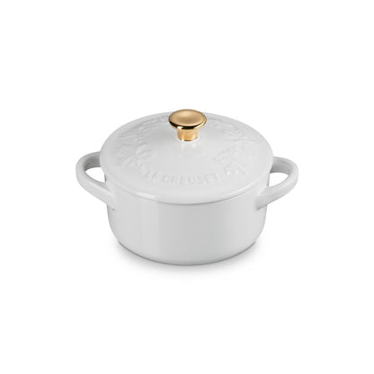  Le Creuset Holly Collection 8oz Mini Cocotte | White