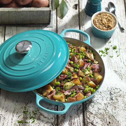  Le Creuset 2.25 Qt. Signature Enameled Cast Iron Braiser With Stainless Steel Knob | Caribbean Blue