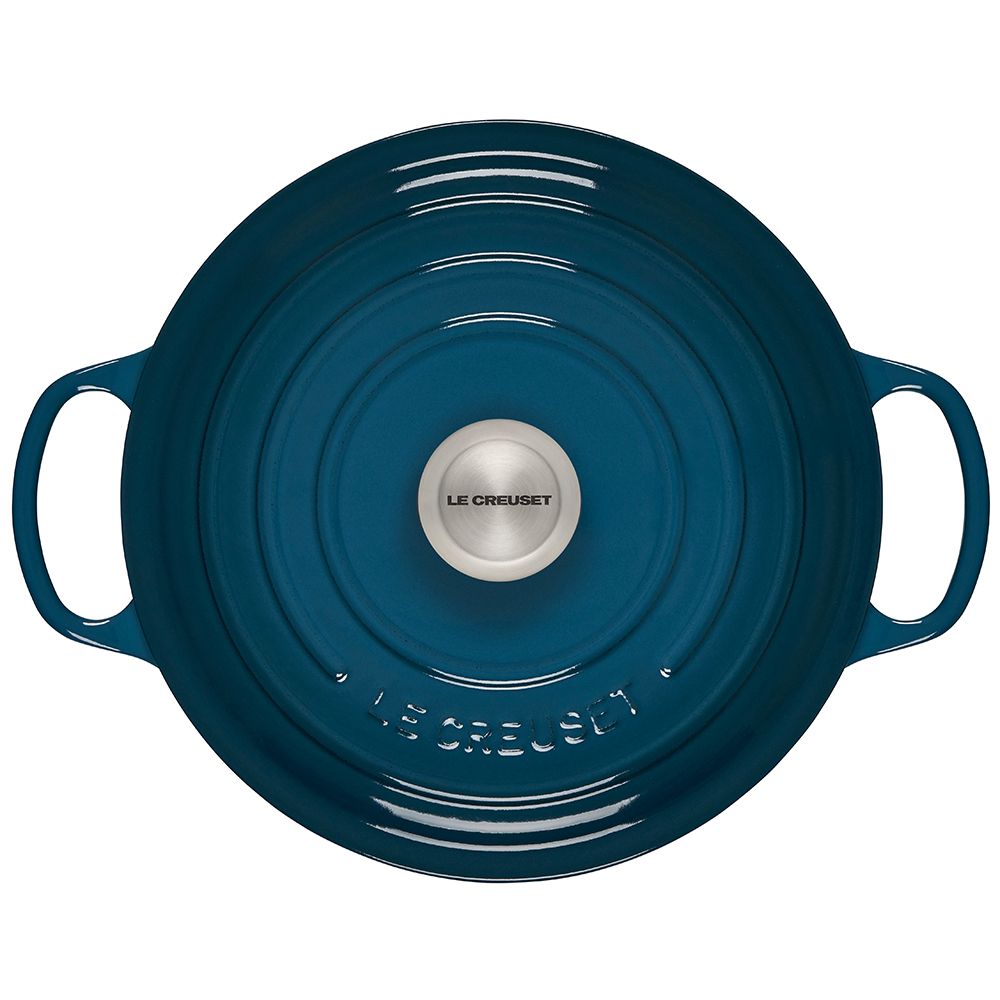  Le Creuset 5.5 Qt. Round Signature Cast Iron Dutch Oven With Stainless Steel Knob | Deep Teal