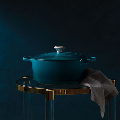  Le Creuset 5.5 Qt. Round Signature Cast Iron Dutch Oven With Stainless Steel Knob | Deep Teal